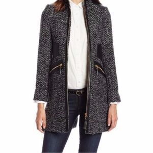 Via Spiga Wool Chevron Trench Coat